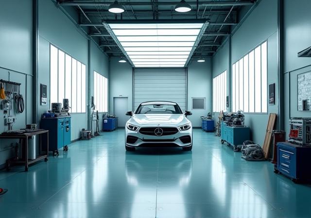 Interior photo of Sparkle Auto Spa, showing a clean and professional workspace