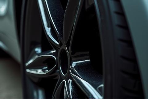 Close-up photo of a clean tyre and rim